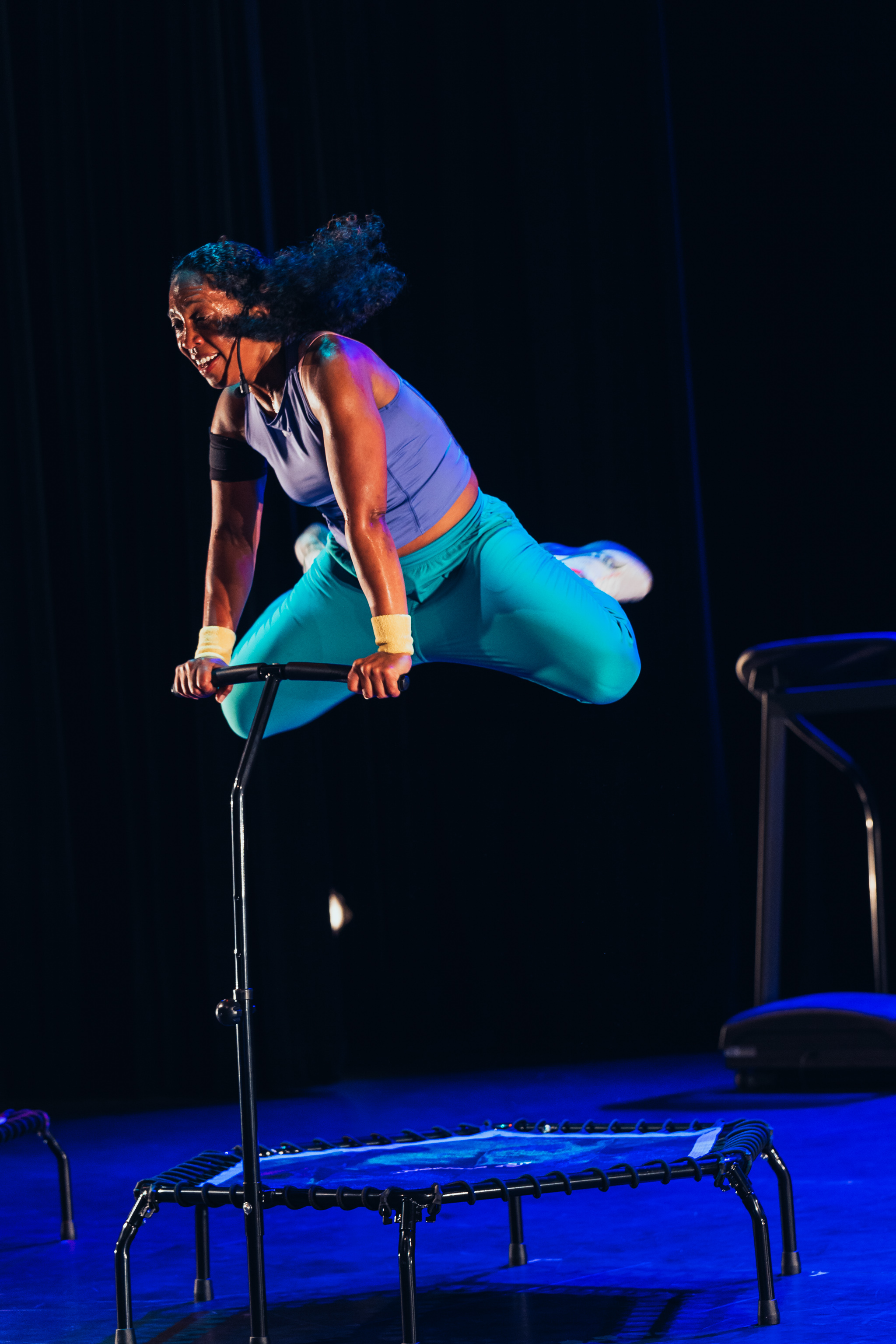 Liliona jumping on a trampoline